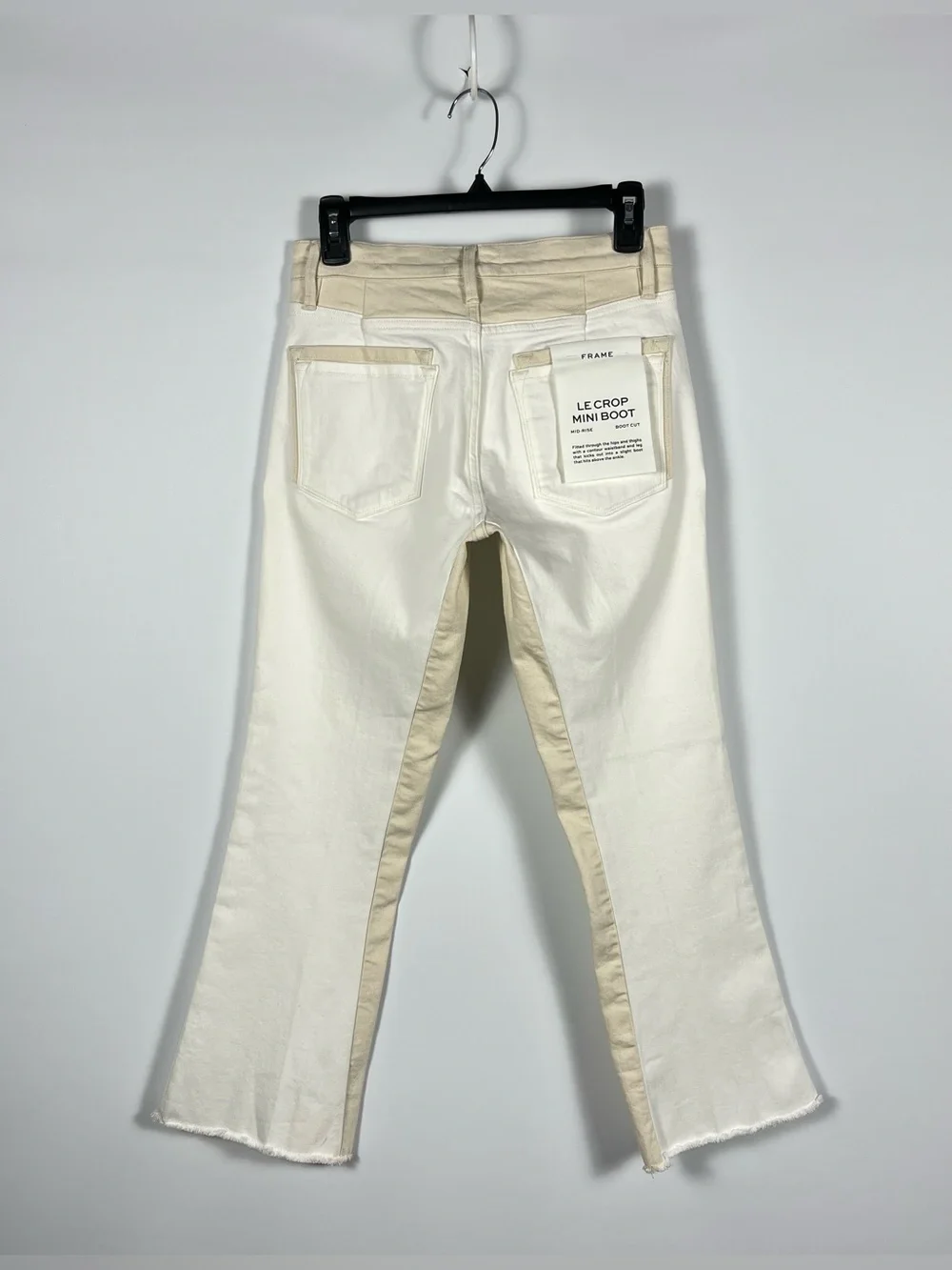 FRAME Le Crop Mini Boot denim pants in the two-tone Multi White Ecru Size 26 NWT - Picture 2 of 10